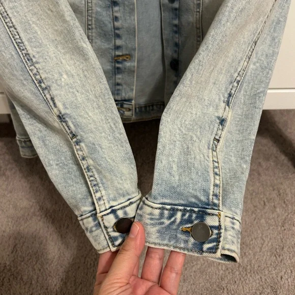 Treasure & Bond Kids Denim Jacket with Yellow and Black Smiley - Picture 4 of 7